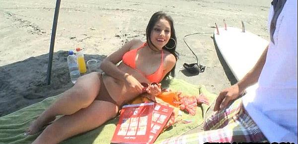  Tiny latina teen babe gets fucked on beach 01